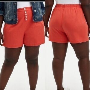 NWT Torrid size 18 red orange linen blend shorts